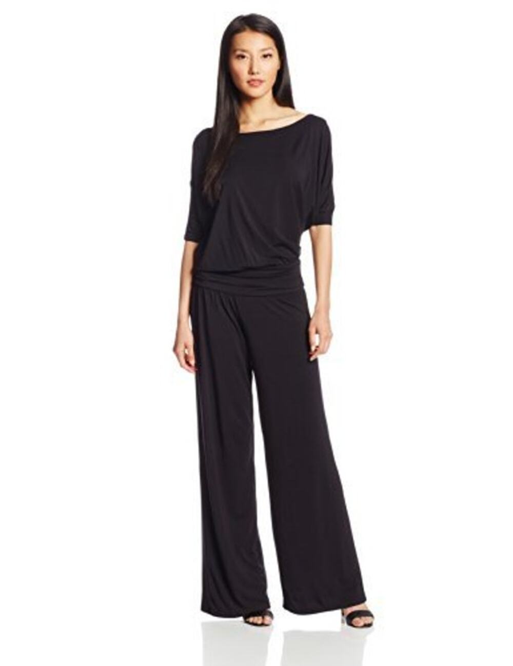 Tart Michelle Black Jersey Stretch Boatneck Jumpsuit SM NWT